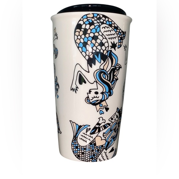 Starbucks Mermaid Las Vegas Tumbler With Lid Coffee Mug Cup Ceramic 2015 White - Picture 7 of 11